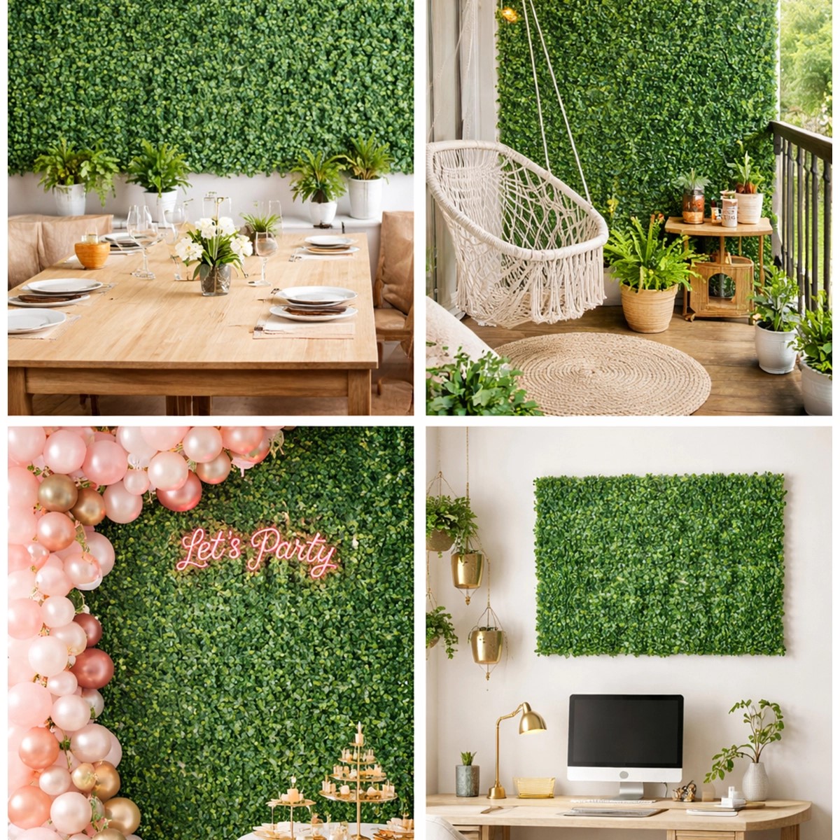 Panou gard viu artificial verde decorativ cu frunze mici 40x60x3cm