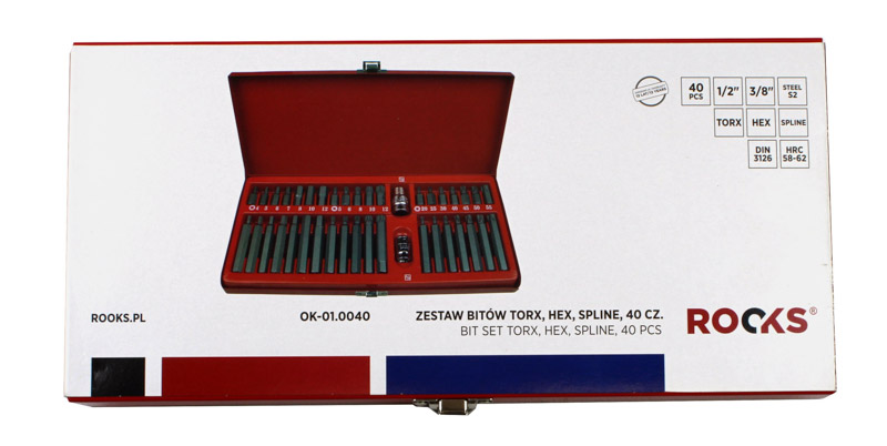Set de biți Torx, Hex, Spline, 40 de piese