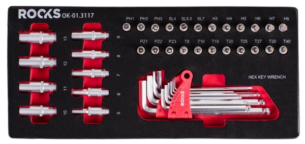SET DE CHEI CU CAP HEXAGONAL/TORX ȘI CHEI CU CAP HEXAGONAL, 42 PIESE