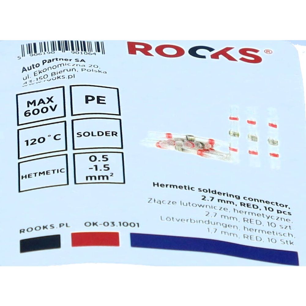 MANȘON TERMOCONTRAIBIL, ÎMBINARE SUDATĂ 2,7 MM, ROȘU, 10 PCS
