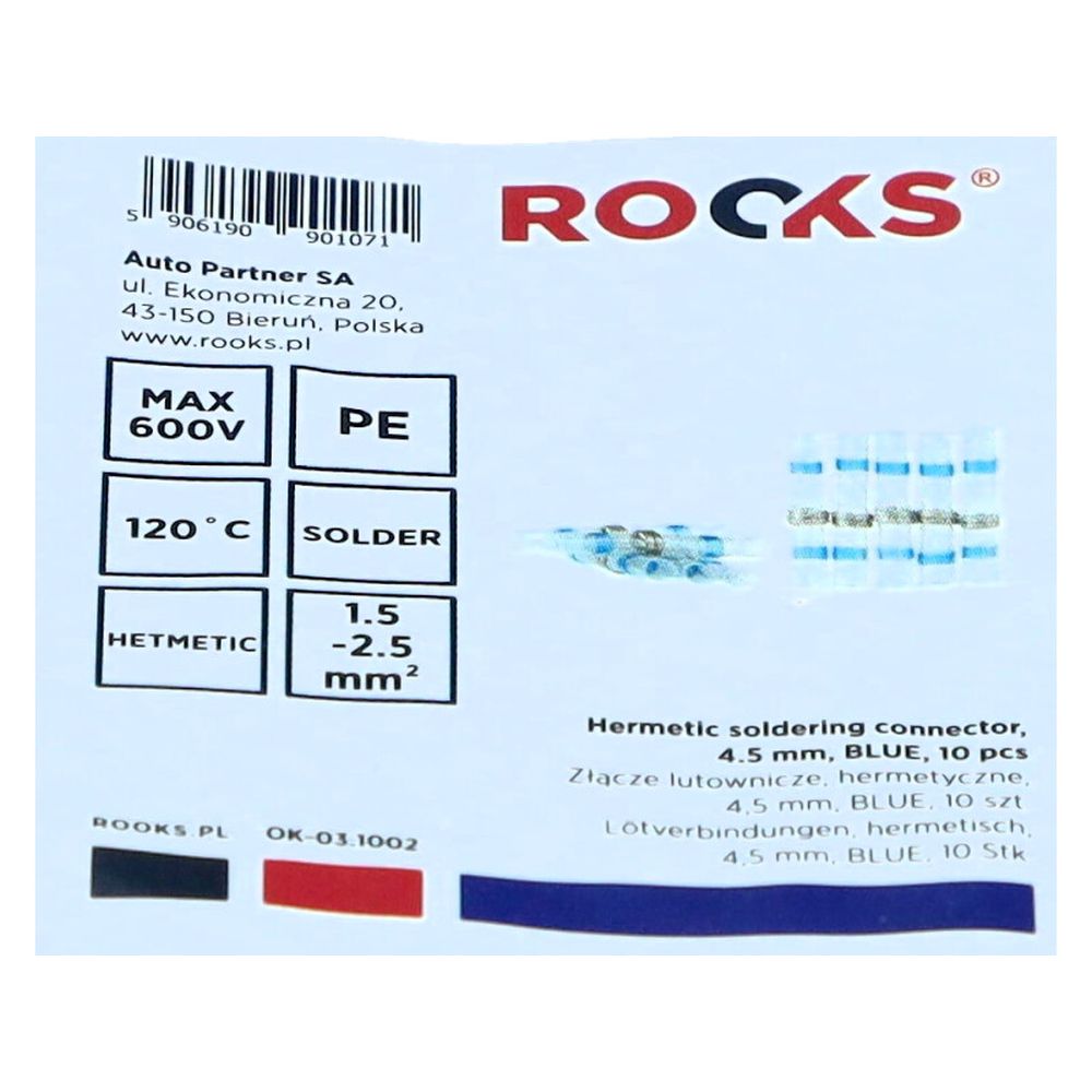 MANȘON TERMOCONTRAIBIL, ÎMBINARE DE SUDURĂ 4,5 MM, ALBASTRU, 10 PCS
