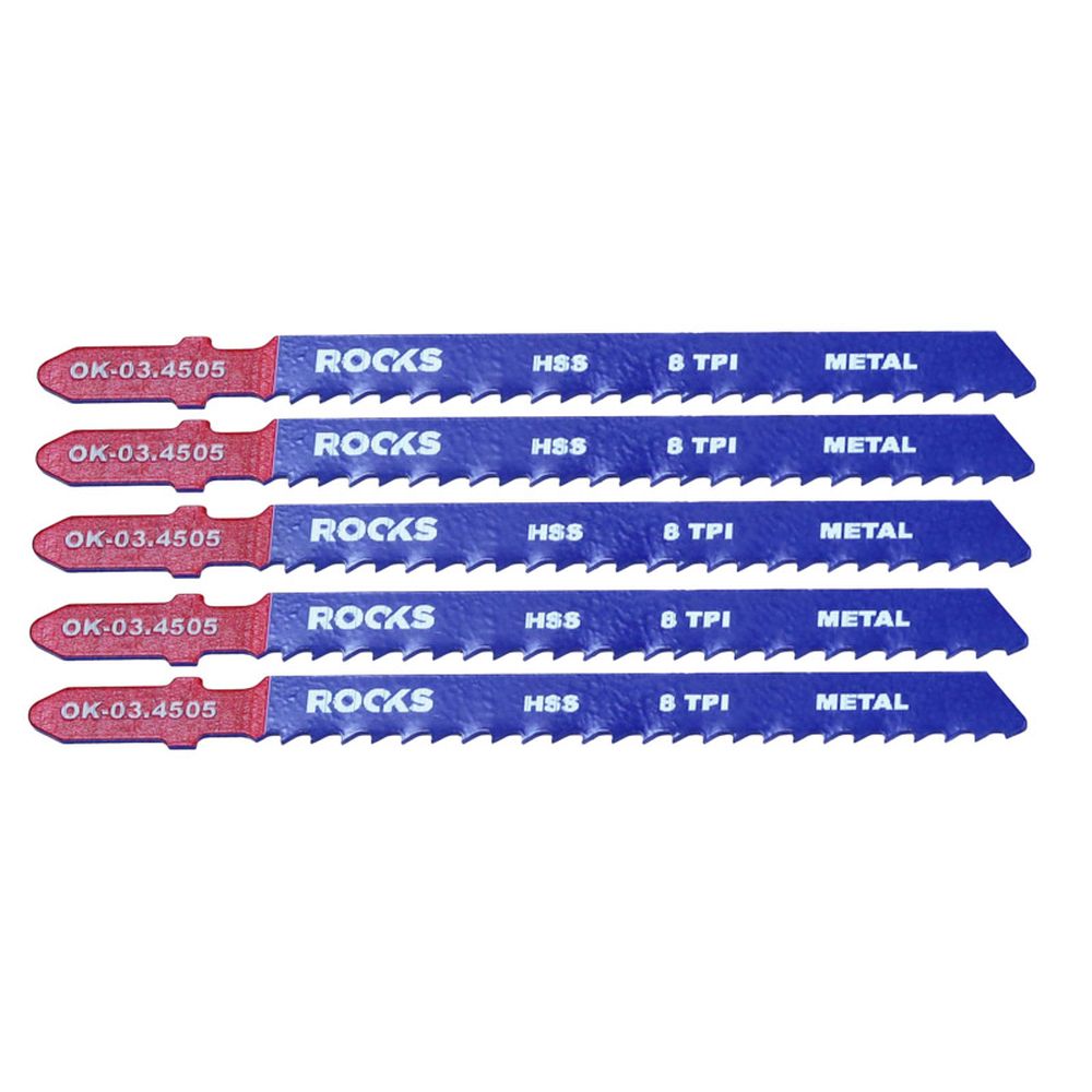 LAME DE FERĂSTRĂU JIG HSS, TIP T, METAL ȘI COMPOZIT, 8 TPI X 100 MM, 1 SET (5 PIESE)