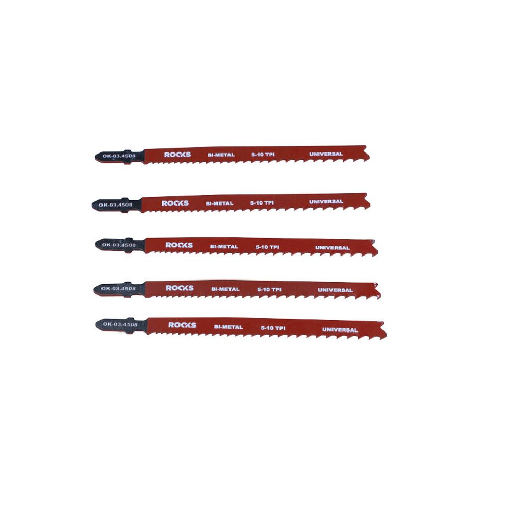 PÂNZĂ DE FERĂSTRĂU BI-METALICĂ, TIP T, OȚEL ȘI UNIVERSALĂ, 5-10 TPI X 100 MM, 1 SET (5 PIESE)
