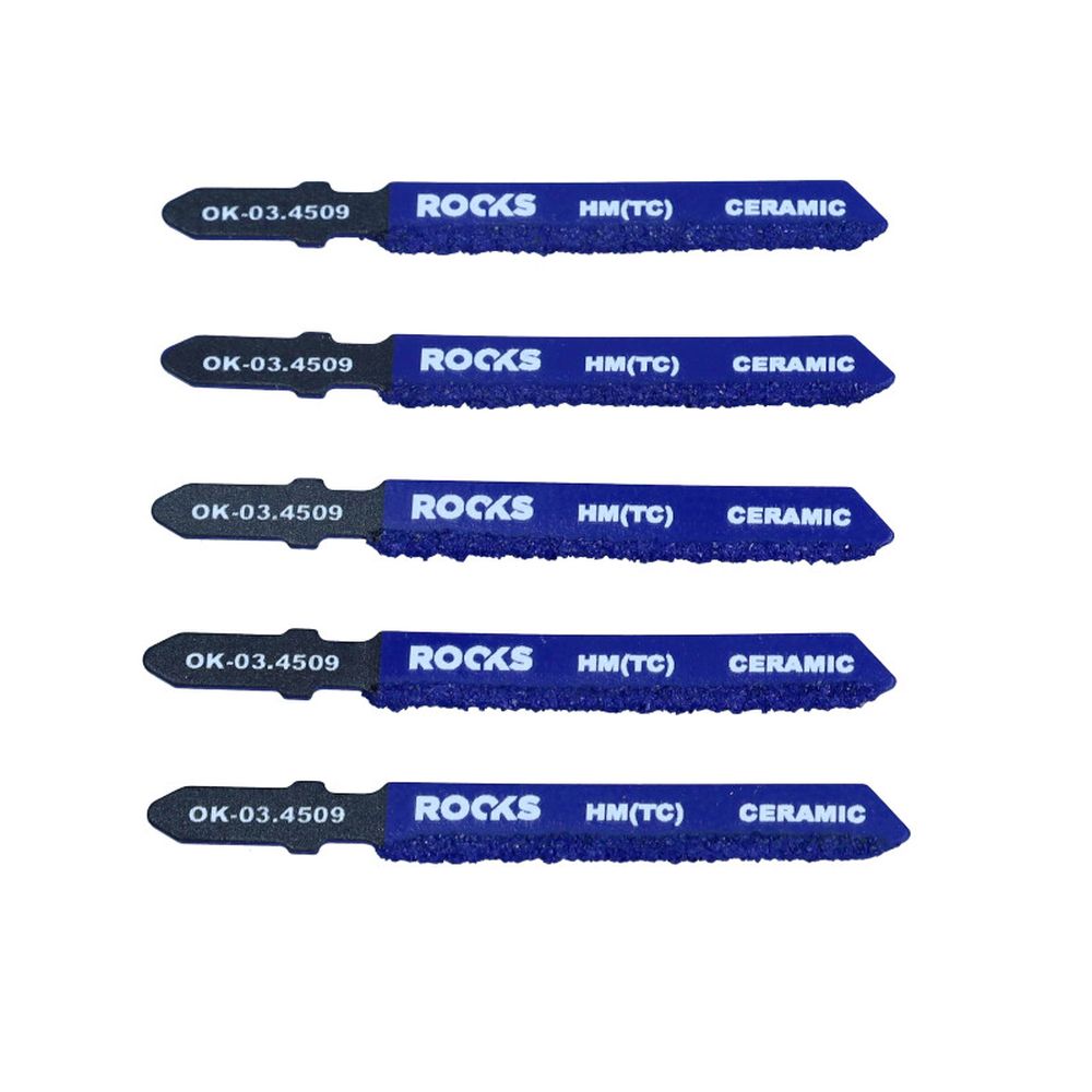 LAMĂ DE FERĂSTRĂU JIG, CARBURĂ CEMENTATĂ HM(TC), TIP T, CERAMICĂ, 75 MM, 1 SET (5 PIESE)