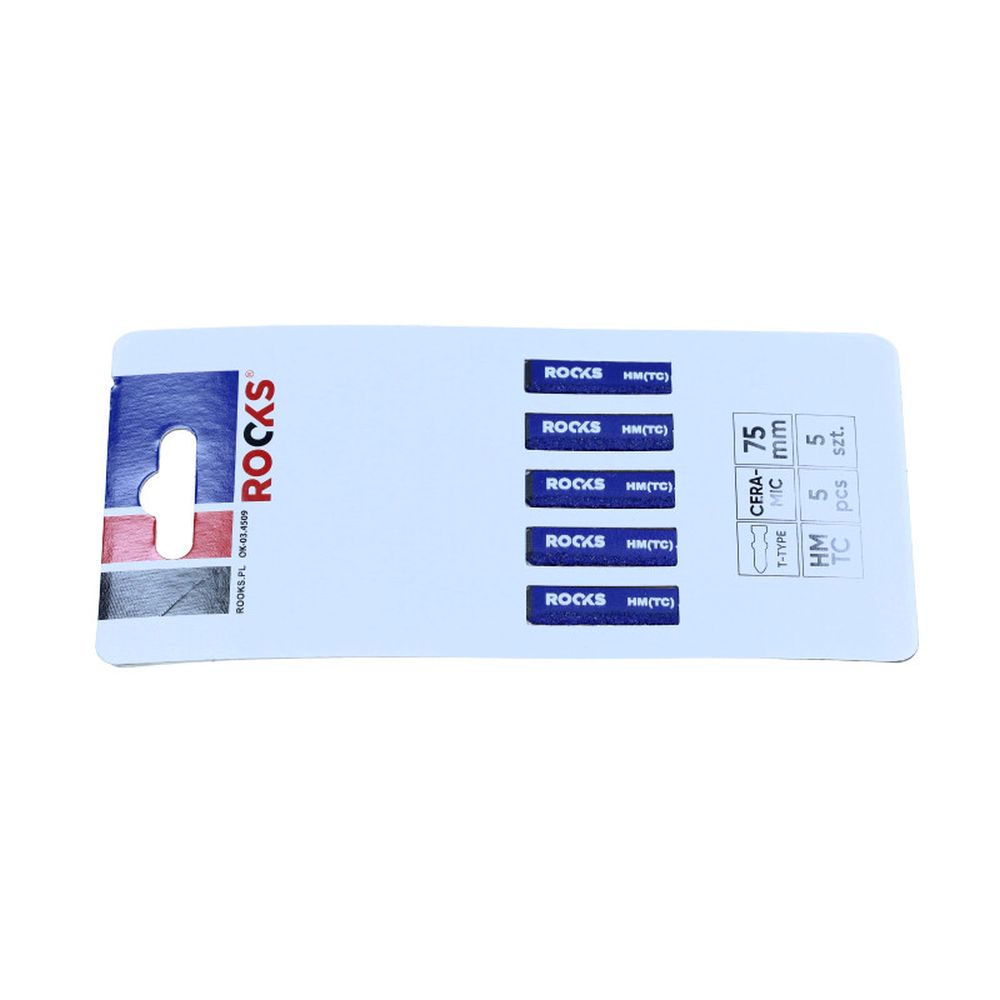 LAMĂ DE FERĂSTRĂU JIG, CARBURĂ CEMENTATĂ HM(TC), TIP T, CERAMICĂ, 75 MM, 1 SET (5 PIESE)