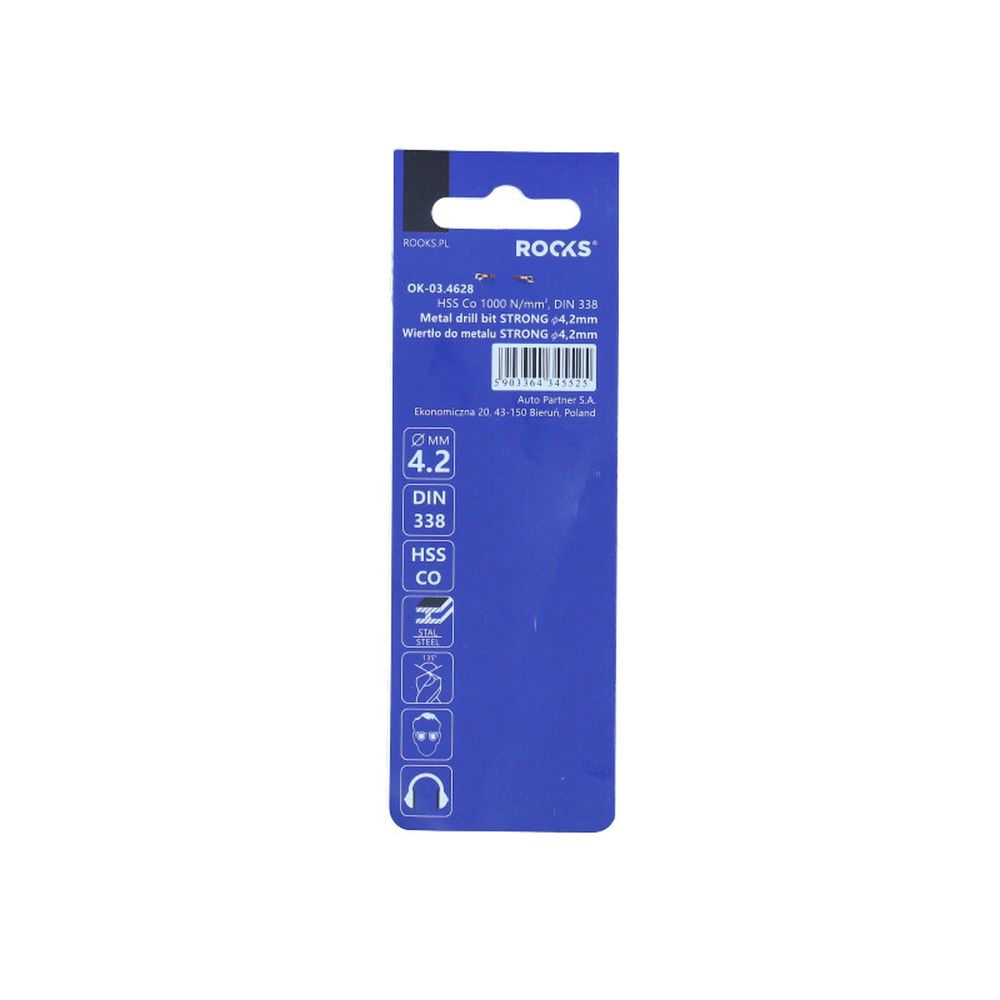 BURGHIU PENTRU METAL STRONG FI 4,2 MM, HSS CO 1000 N/MM2, DIN 338