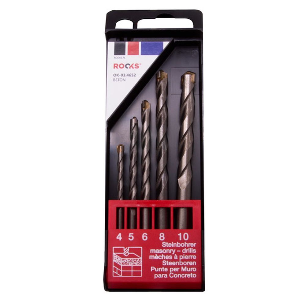 Burghie cilindrice pentru beton, set de 5 bucăți 4/5/6/8/10 mm