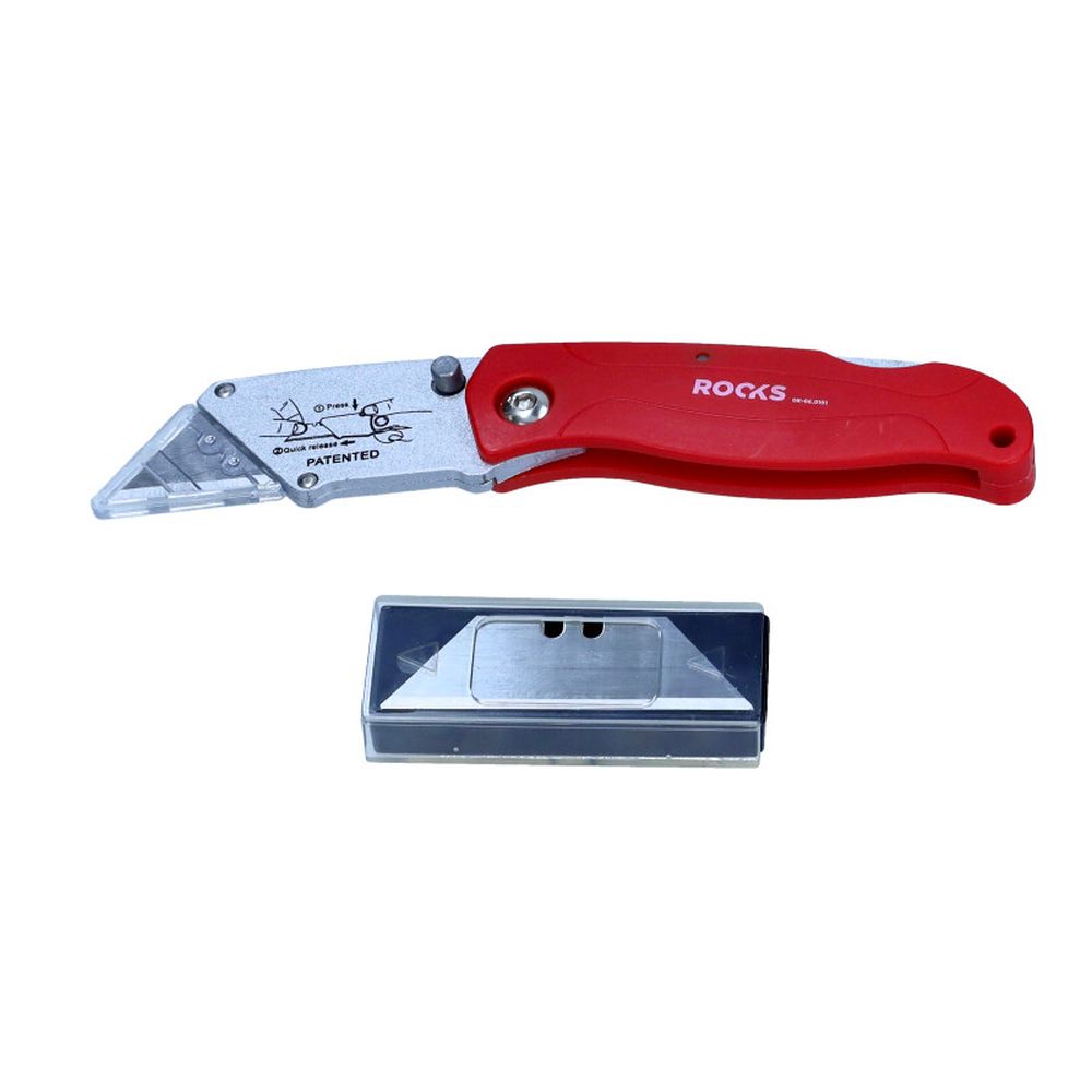 CUȚIT, FOARFECĂ CU LAMA TRAPEZOIDALĂ 61X33 MM, PLIABILĂ 10 LAME