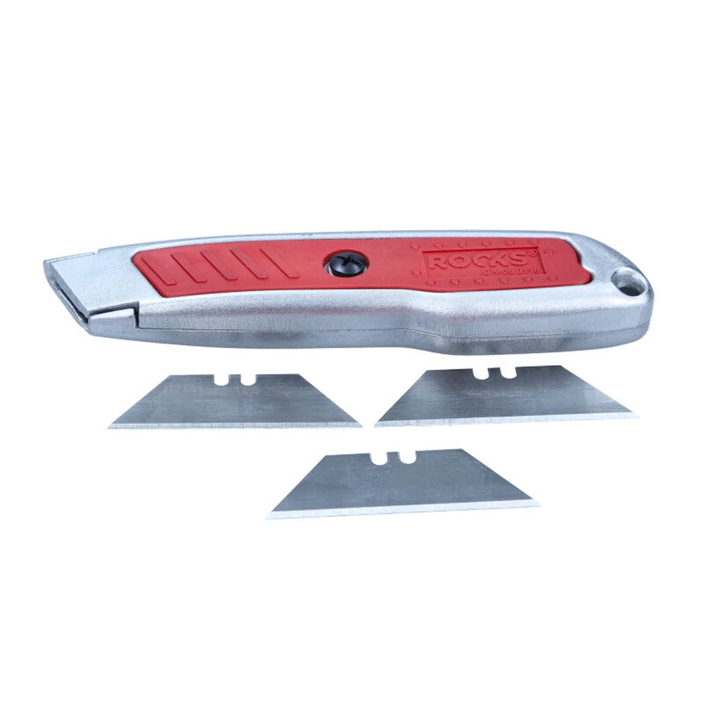 CUTTER , CUȚIT CU LAMĂ TRAPEZOIDALĂ 61X33 MM, RETRACTABIL, 3 LAME
