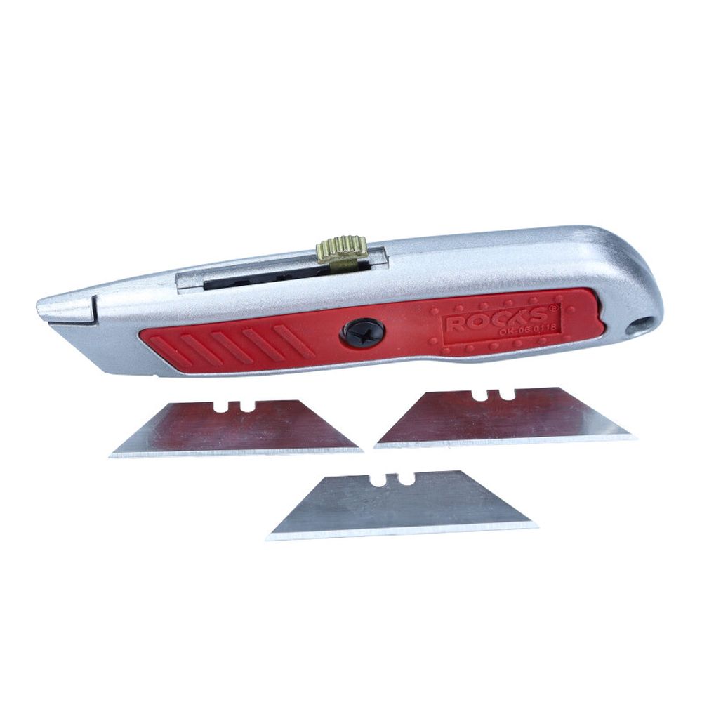 CUTTER , CUȚIT CU LAMĂ TRAPEZOIDALĂ 61X33 MM, RETRACTABIL, 3 LAME