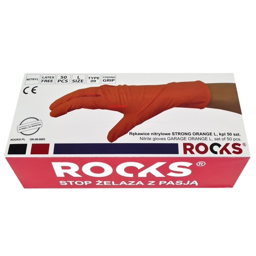 MĂNUȘI STRONG ORANGE L DIN NITRIL, SET DE 50