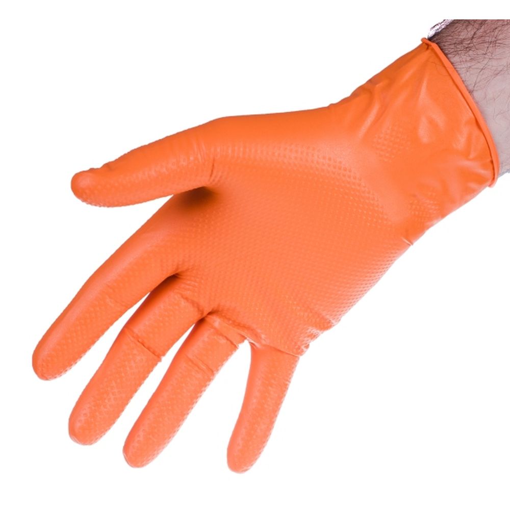 MĂNUȘI STRONG ORANGE L DIN NITRIL, SET DE 50